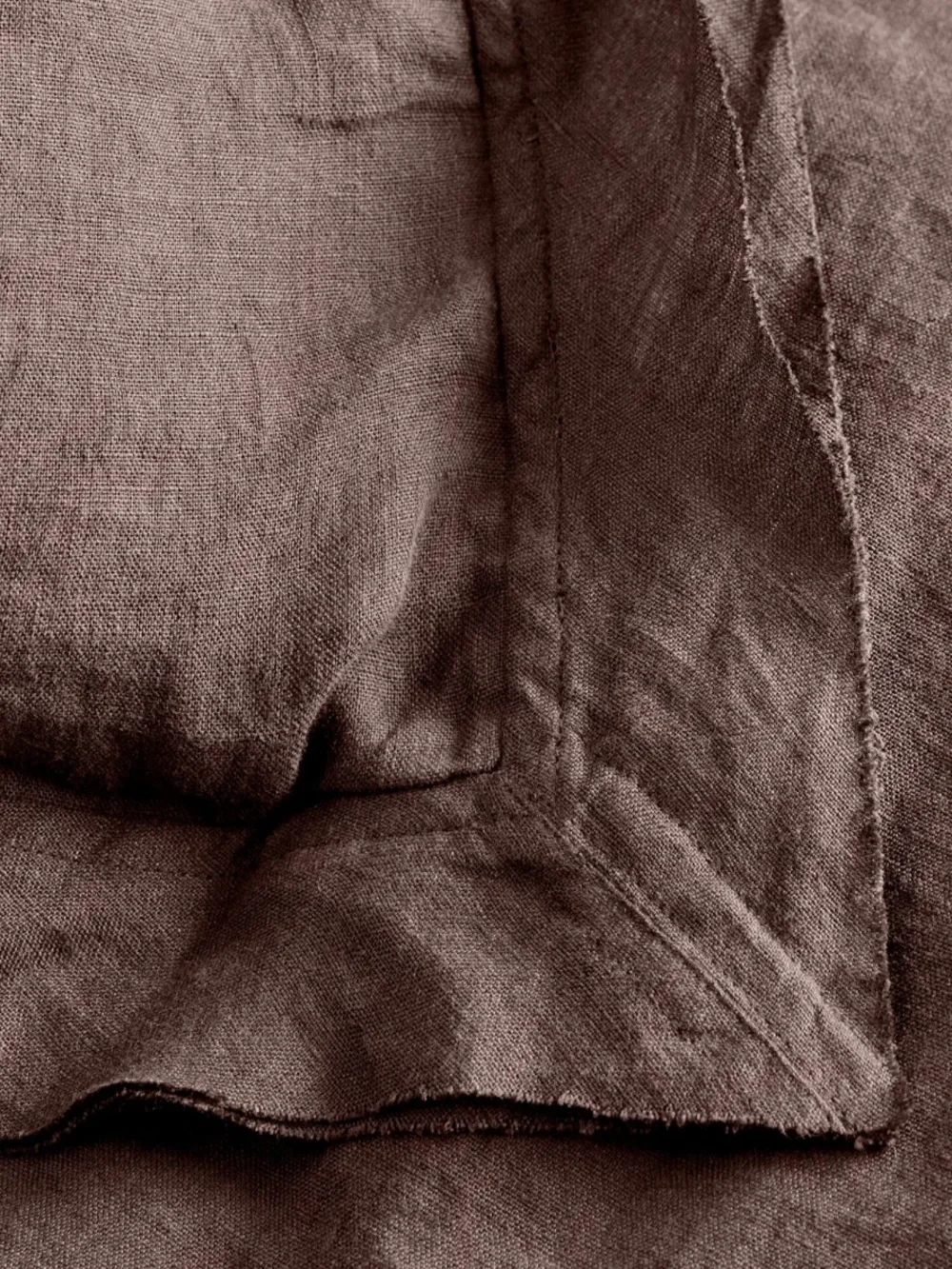 Quince European Linen Double Flange Duvet Cover Set Full Queen Espresso 125